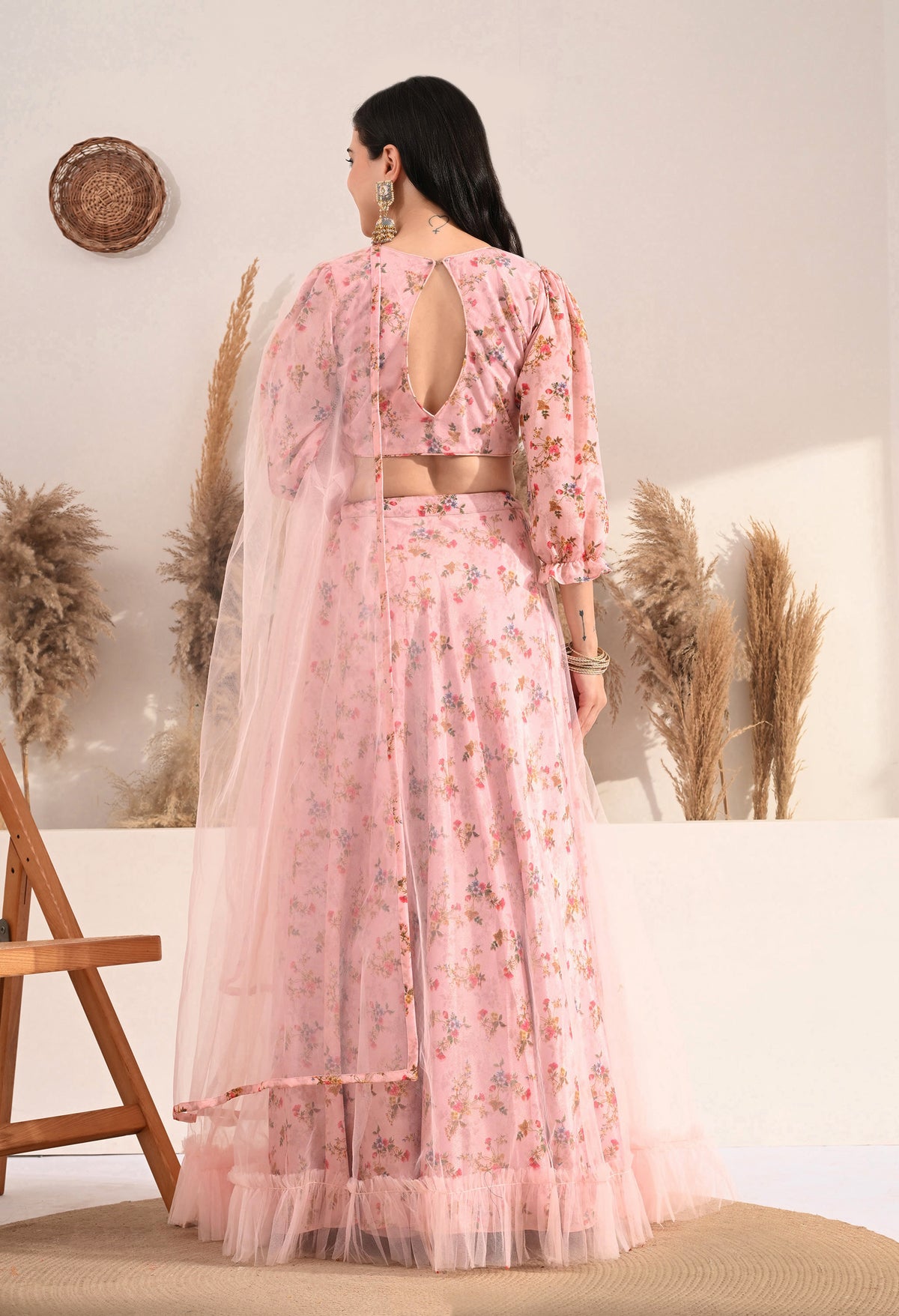 Vaclav Blush Mauve Semi-Stitched Lehenga Choli for Women | Heavy Embroidered Poly Silk | Wedding & Sangeet