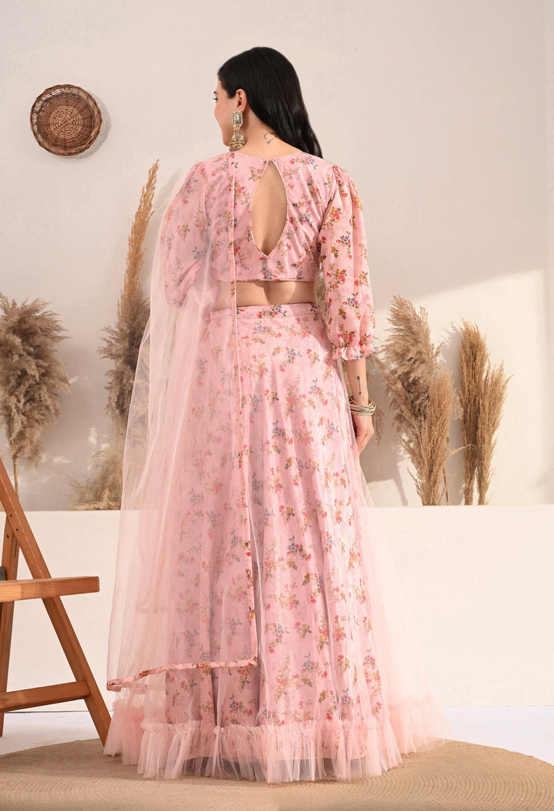 Vaclav Blush Mauve Semi-Stitched Lehenga Choli for Women | Heavy Embroidered Poly Silk | Wedding & Sangeet