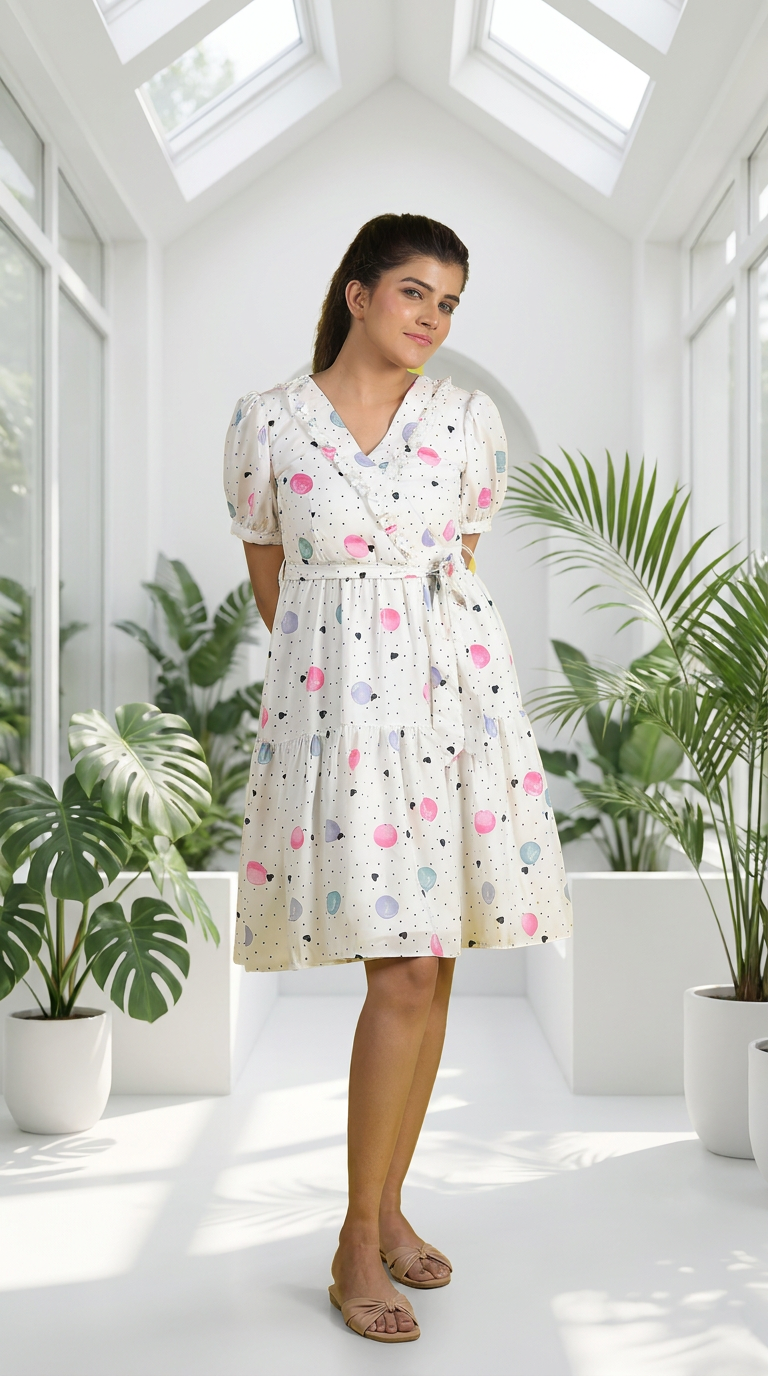 Vaclav Fit & Flare Summer Dress – Flamingo White