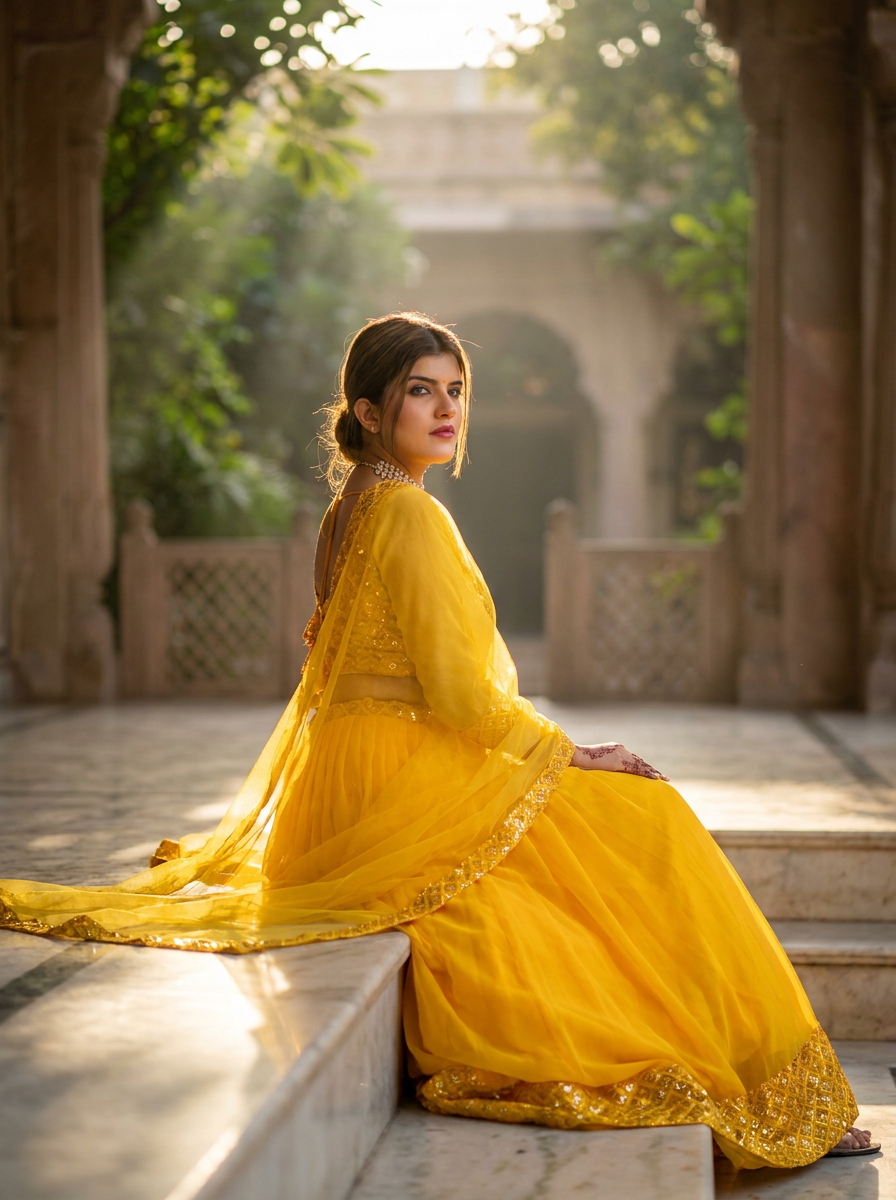 Vaclav Sunny Splendor Lehenga Set – Yellow Georgette