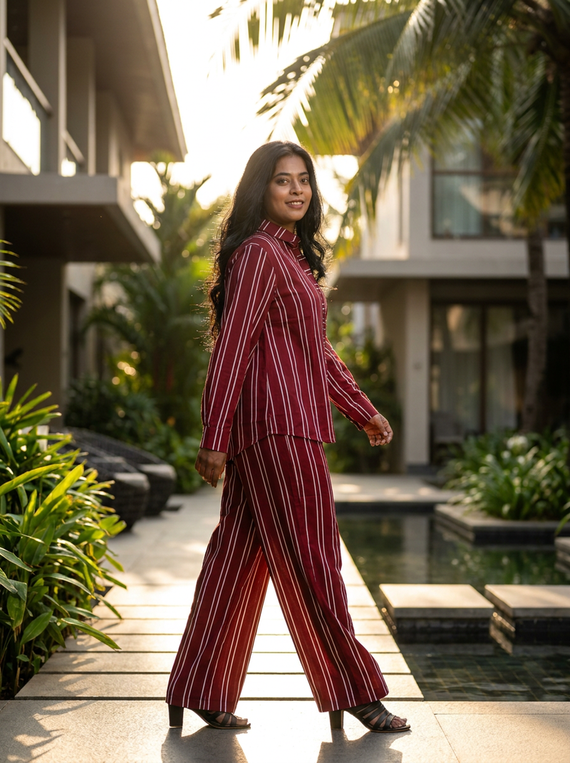 Crimson Chic Red Top & Pant Co-ords Set