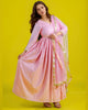 Onion Pink Anarkali Set with Pant & Dupatta in Chanderi Fabric