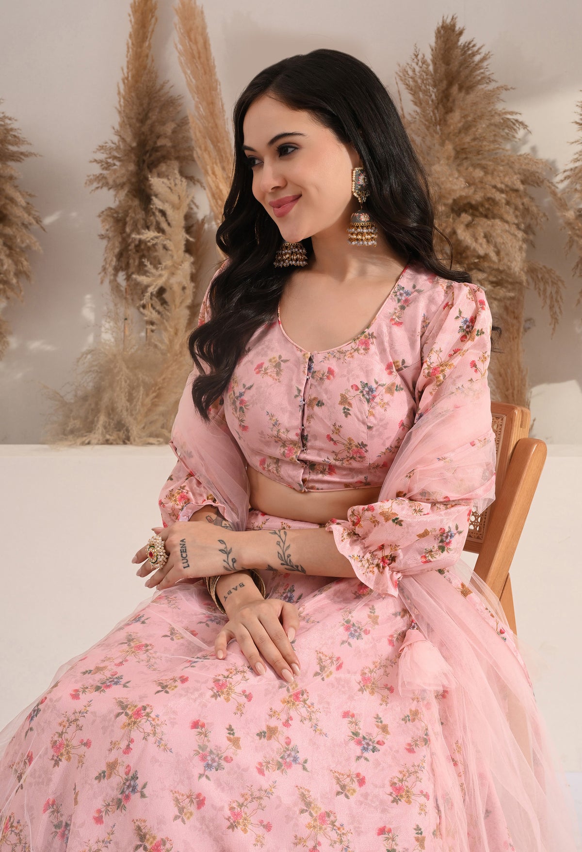 Vaclav Blush Mauve Semi-Stitched Lehenga Choli for Women | Heavy Embroidered Poly Silk | Wedding & Sangeet