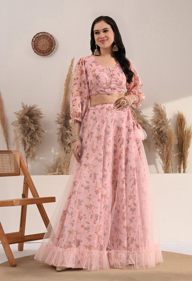 Vaclav Blush Mauve Semi-Stitched Lehenga Choli for Women | Heavy Embroidered Poly Silk | Wedding & Sangeet